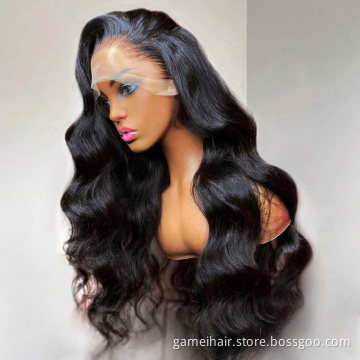 Wholesale Raw Brazilian Virgin Human Hair Body Wave Hd Full Glueless Lace Front Wig Cheap Transparent Lace Frontal Closure Wig
